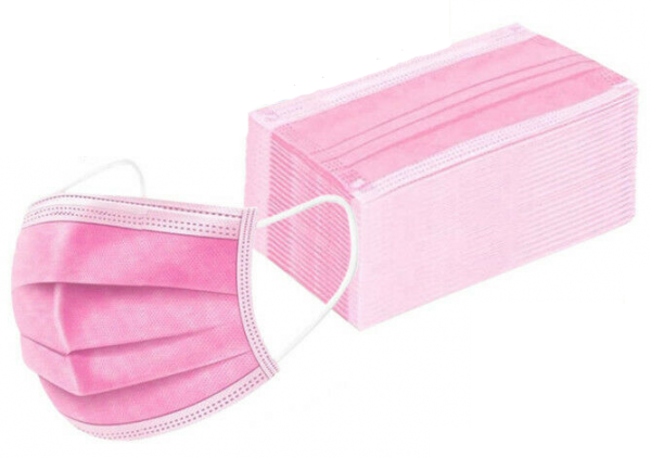 Staubdichte Maske 3 Lagig, Hautfreundliches Material, erhältliche Farben: Hell-Blau / weiß / Schwarz / Pink / Grün, Material: Vlies, Produktion 2020, CE- zertifiziert pink